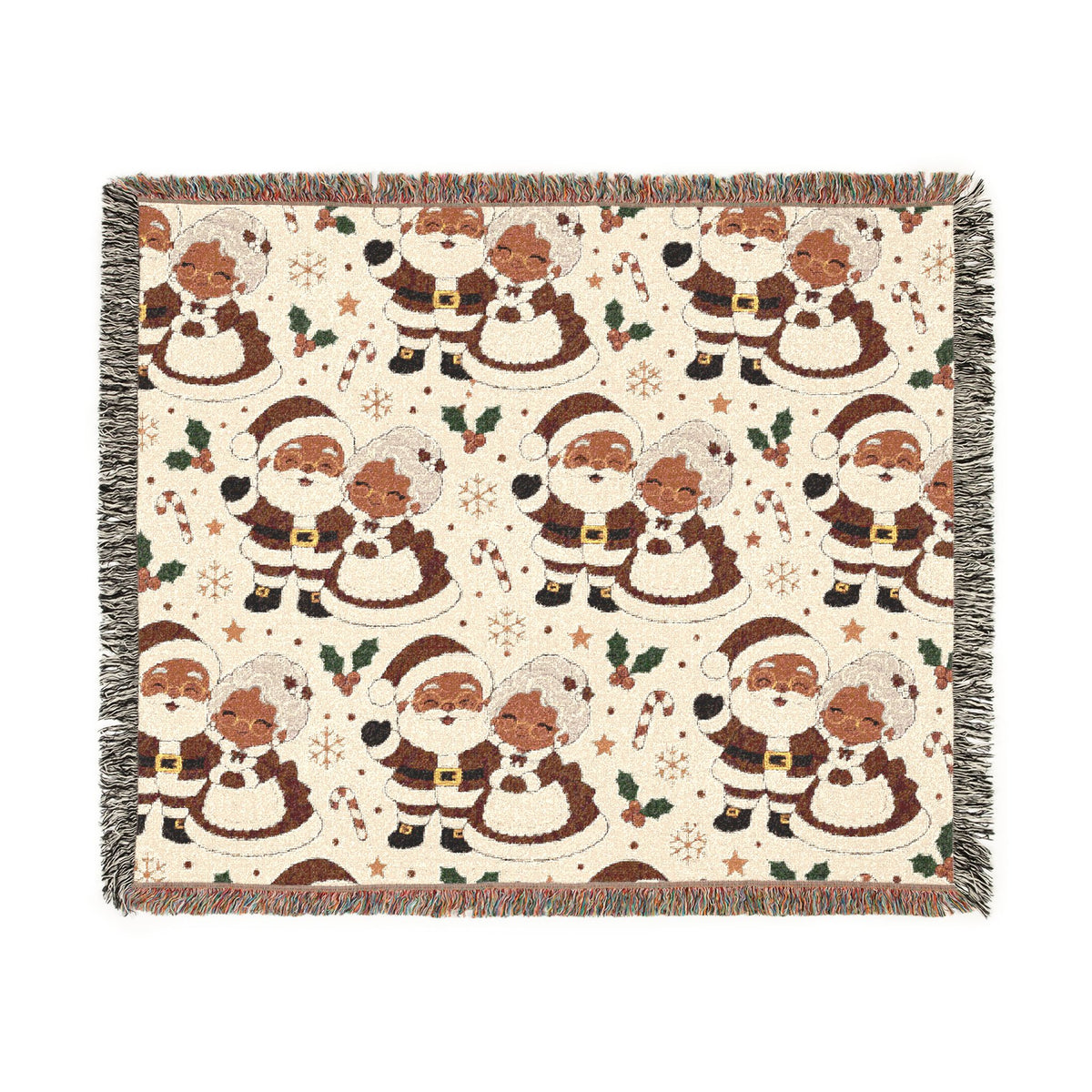 Mr. & Mrs. Claus Cozy Throw - Brown