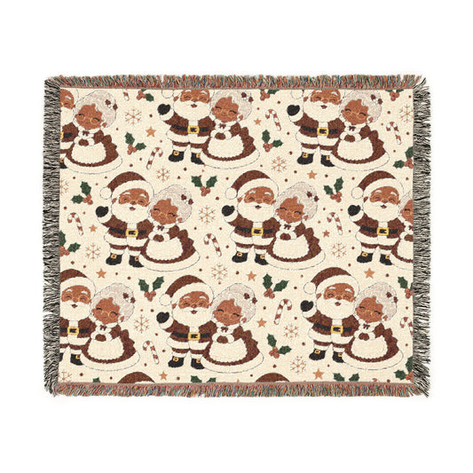 Mr. & Mrs. Claus Cozy Throw - Brown