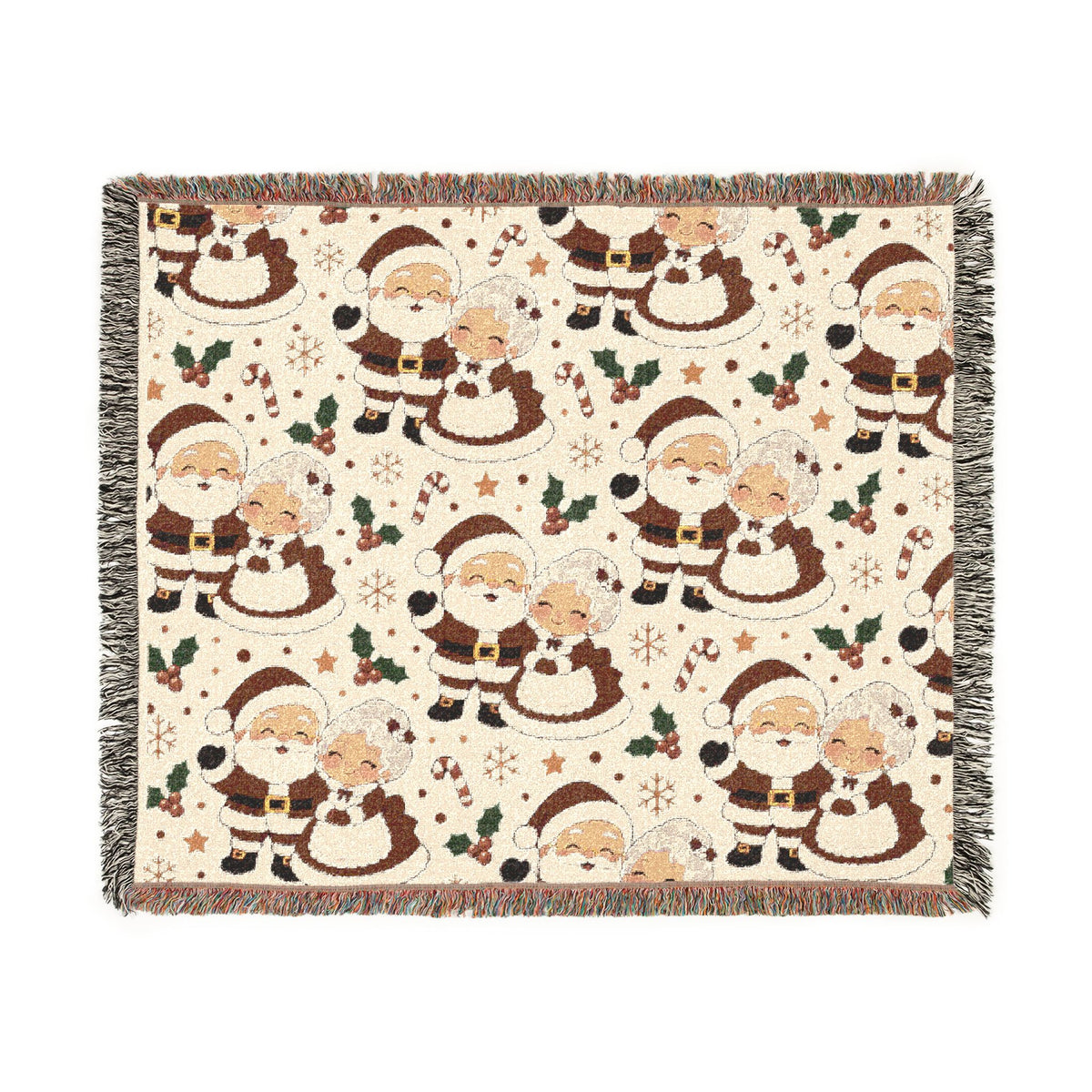 Mr. & Mrs. Claus Cozy Throw - Cream