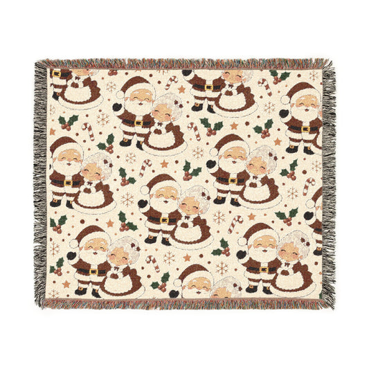 Mr. & Mrs. Claus Cozy Throw - Cream