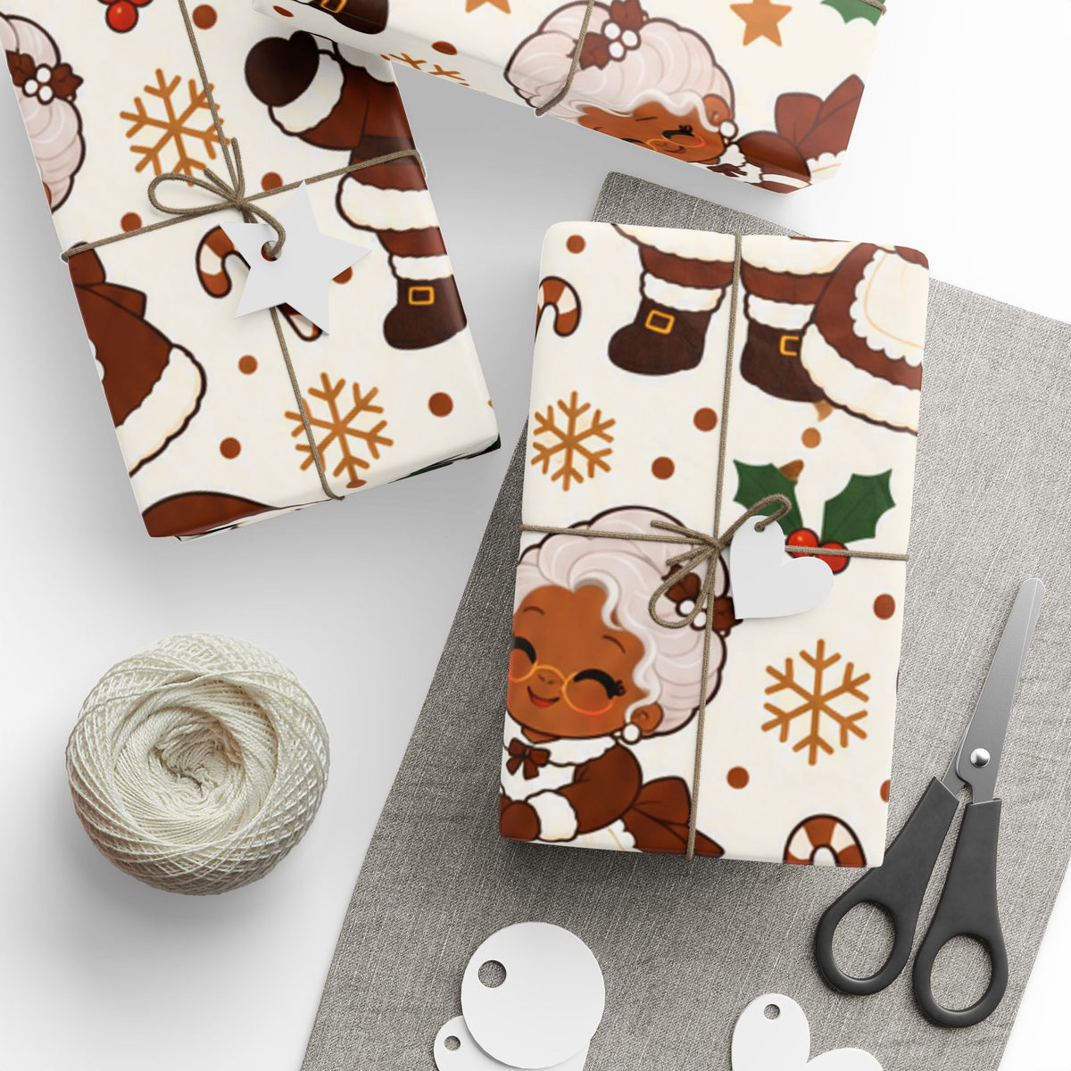 Mr. & Mrs. Claus Wrapping Paper - Brown