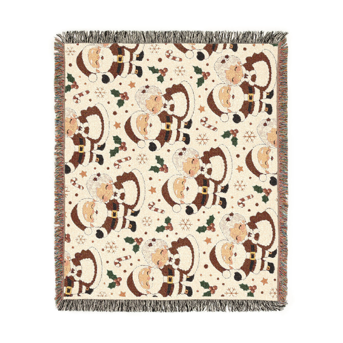 Mr. & Mrs. Claus Cozy Throw - Cream